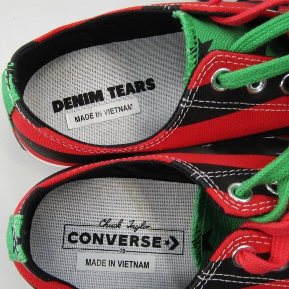 NEW CONVERSE X DENIM TEARS Unisex Pan African Flag Chuck 70 Sneakers Size 10.5 - Picture 9 of 10